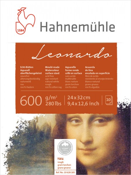 Hahnemühle Leonardo Aquarellblock rau, 600 g/m 10 Blatt