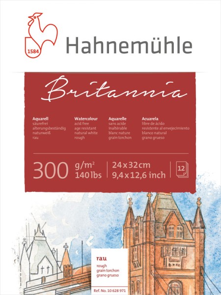 Hahnemühle Aquarellblock Britannia rau 300 g