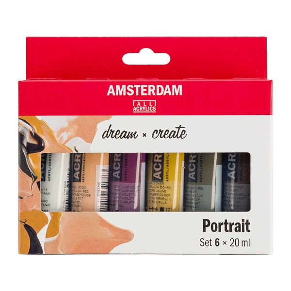 Amsterdam Serie Standard Acryl, Portraitfarben Set 6 x 20 ml