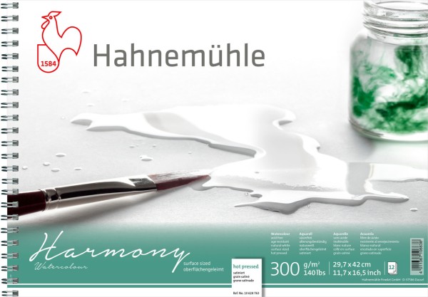 Hahnemühle Aquarellpapier Harmony, 300 g, satiniert, 12 Blatt