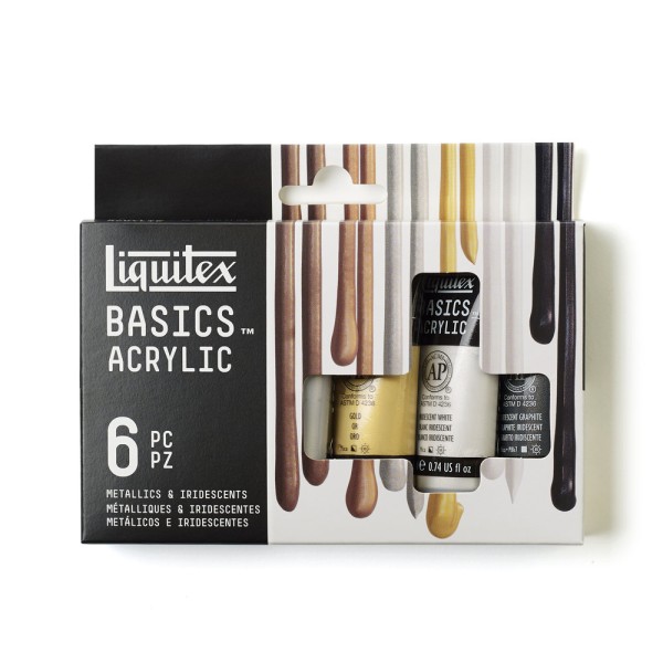 Liquitex Basics-Acrylfarben, metallic 6er Set